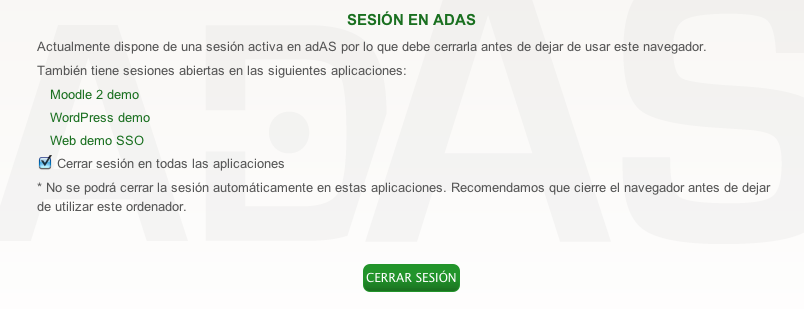 Logout de adAS.